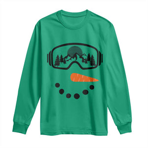 Ski Snowboard Snowman Face Long Sleeve Shirt Goggles Skiing Snow Ski Lover Skier TS10 Irish Green Print Your Wear