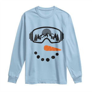 Ski Snowboard Snowman Face Long Sleeve Shirt Goggles Skiing Snow Ski Lover Skier TS10 Light Blue Print Your Wear
