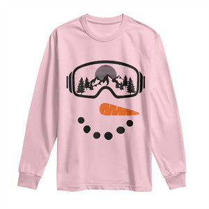 Ski Snowboard Snowman Face Long Sleeve Shirt Goggles Skiing Snow Ski Lover Skier TS10 Light Pink Print Your Wear