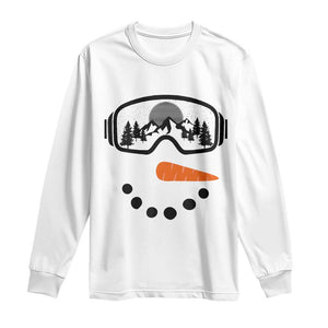 Ski Snowboard Snowman Face Long Sleeve Shirt Goggles Skiing Snow Ski Lover Skier TS10 White Print Your Wear
