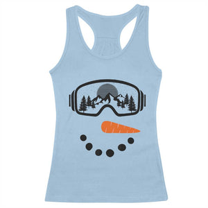 Ski Snowboard Snowman Face Racerback Tank Top Goggles Skiing Snow Ski Lover Skier TS10 Light Blue Print Your Wear