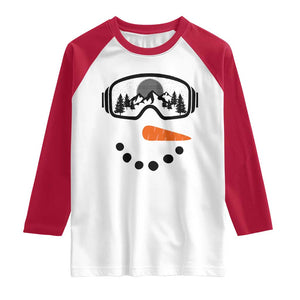 Ski Snowboard Snowman Face Raglan Shirt Goggles Skiing Snow Ski Lover Skier TS10 White Red Print Your Wear