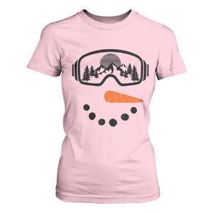 Ski Snowboard Snowman Face T Shirt For Women Goggles Skiing Snow Ski Lover Skier TS10 Light Pink Print Your Wear