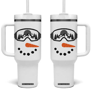 Ski Snowboard Snowman Face Tumbler With Handle Goggles Skiing Snow Ski Lover Skier TS10 One Size: 40 oz White Print Your Wear