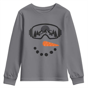 Ski Snowboard Snowman Face Youth Sweatshirt Goggles Skiing Snow Ski Lover Skier TS10 Charcoal Print Your Wear