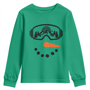 Ski Snowboard Snowman Face Youth Sweatshirt Goggles Skiing Snow Ski Lover Skier TS10 Irish Green Print Your Wear