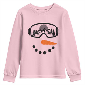 Ski Snowboard Snowman Face Youth Sweatshirt Goggles Skiing Snow Ski Lover Skier TS10 Light Pink Print Your Wear