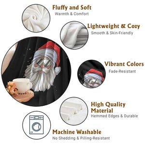 Skiing Santa Face Christmas Throw Blanket Retro Ski Goggles Winter Sports Skiing Gift Snowboard TS10 Print Your Wear