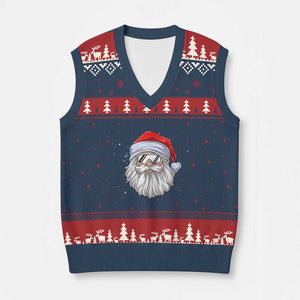 Skiing Santa Face Xmas V-Neck Knit Sweater Vest Retro Ski Goggles Winter Sports Skiing Gift Snowboard TS10 Navy Red Print Your Wear