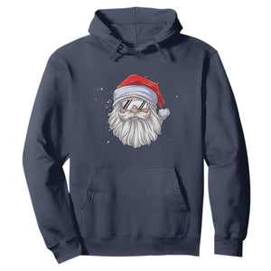 Skiing Santa Face Christmas Hoodie Retro Ski Goggles Winter Sports Skiing Gift Snowboard TS10 Navy Print Your Wear