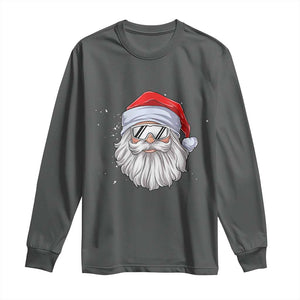 Skiing Santa Face Christmas Long Sleeve Shirt Retro Ski Goggles Winter Sports Skiing Gift Snowboard TS10 Dark Heather Print Your Wear