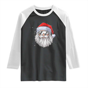 Skiing Santa Face Christmas Raglan Shirt Retro Ski Goggles Winter Sports Skiing Gift Snowboard TS10 Black White Print Your Wear