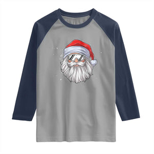 Skiing Santa Face Christmas Raglan Shirt Retro Ski Goggles Winter Sports Skiing Gift Snowboard TS10 Sport Gray Navy Print Your Wear