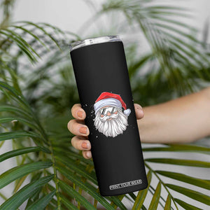 Skiing Santa Face Christmas Skinny Tumbler Retro Ski Goggles Winter Sports Skiing Gift Snowboard TS10 Print Your Wear
