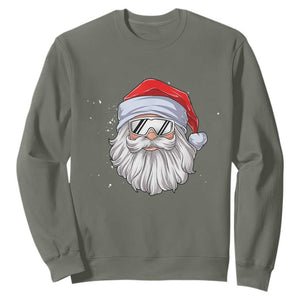 Skiing Santa Face Christmas Sweatshirt Retro Ski Goggles Winter Sports Skiing Gift Snowboard TS10 Military Green Print Your Wear
