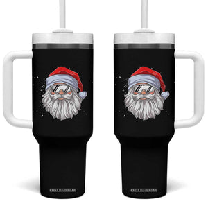 Skiing Santa Face Christmas Tumbler With Handle Retro Ski Goggles Winter Sports Skiing Gift Snowboard TS10 One Size: 40 oz Black Print Your Wear