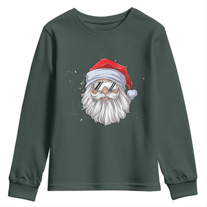 Skiing Santa Face Christmas Youth Sweatshirt Retro Ski Goggles Winter Sports Skiing Gift Snowboard TS10 Dark Forest Green Print Your Wear