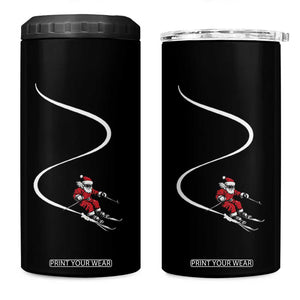 Skiing Santa Christmas 4 in 1 Can Cooler Tumbler Retro Funny Ski Trip Freeride Freeski Winter Sports Skiers TS10 One Size: 16 oz Black Print Your Wear