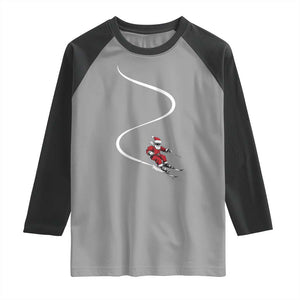 Skiing Santa Christmas Raglan Shirt Retro Funny Ski Trip Freeride Freeski Winter Sports Skiers TS10 Sport Gray Black Print Your Wear