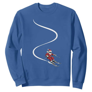 Skiing Santa Christmas Sweatshirt Retro Funny Ski Trip Freeride Freeski Winter Sports Skiers TS10 Royal Blue Print Your Wear