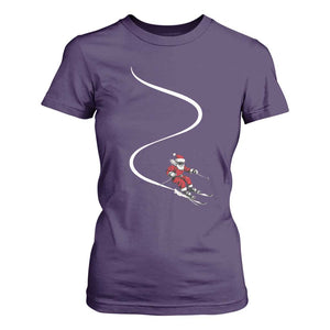 Skiing Santa Christmas T Shirt For Women Retro Funny Ski Trip Freeride Freeski Winter Sports Skiers TS10 Purple Print Your Wear
