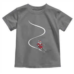 Skiing Santa Christmas Toddler T Shirt Retro Funny Ski Trip Freeride Freeski Winter Sports Skiers TS10 Charcoal Print Your Wear