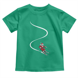 Skiing Santa Christmas Toddler T Shirt Retro Funny Ski Trip Freeride Freeski Winter Sports Skiers TS10 Irish Green Print Your Wear
