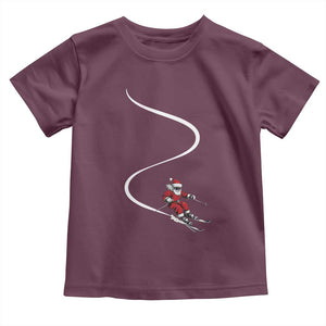 Skiing Santa Christmas Toddler T Shirt Retro Funny Ski Trip Freeride Freeski Winter Sports Skiers TS10 Maroon Print Your Wear