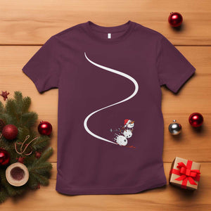 Skiing Snowman T Shirt Funny Ski Freeride Freeski Winter Sports Skiers TS10 Maroon Print Your Wear