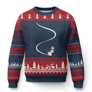 Skiing Snowman Ugly Christmas Sweater Funny Ski Freeride Freeski Winter Sports Skiers TS10 Navy Red Print Your Wear