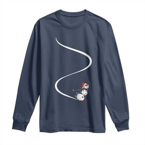 Skiing Snowman Long Sleeve Shirt Funny Ski Freeride Freeski Winter Sports Skiers TS10 Navy Print Your Wear