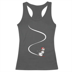 Skiing Snowman Racerback Tank Top Funny Ski Freeride Freeski Winter Sports Skiers TS10 Dark Heather Print Your Wear