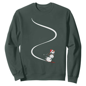 Skiing Snowman Sweatshirt Funny Ski Freeride Freeski Winter Sports Skiers TS10 Dark Forest Green Print Your Wear
