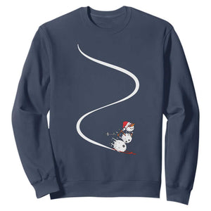 Skiing Snowman Sweatshirt Funny Ski Freeride Freeski Winter Sports Skiers TS10 Navy Print Your Wear