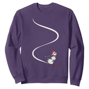 Skiing Snowman Sweatshirt Funny Ski Freeride Freeski Winter Sports Skiers TS10 Purple Print Your Wear