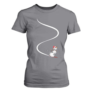 Skiing Snowman T Shirt For Women Funny Ski Freeride Freeski Winter Sports Skiers TS10 Charcoal Print Your Wear