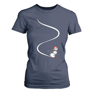 Skiing Snowman T Shirt For Women Funny Ski Freeride Freeski Winter Sports Skiers TS10 Navy Print Your Wear