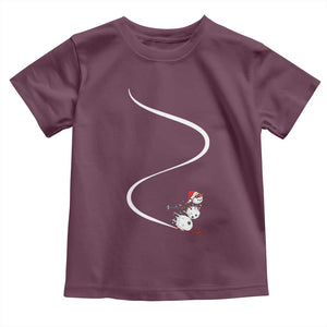 Skiing Snowman Toddler T Shirt Funny Ski Freeride Freeski Winter Sports Skiers TS10 Maroon Print Your Wear