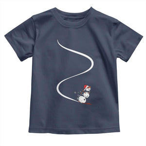 Skiing Snowman Toddler T Shirt Funny Ski Freeride Freeski Winter Sports Skiers TS10 Navy Print Your Wear