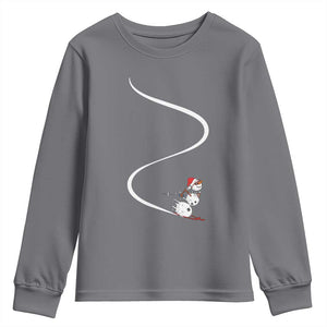 Skiing Snowman Youth Sweatshirt Funny Ski Freeride Freeski Winter Sports Skiers TS10 Charcoal Print Your Wear