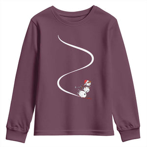 Skiing Snowman Youth Sweatshirt Funny Ski Freeride Freeski Winter Sports Skiers TS10 Maroon Print Your Wear