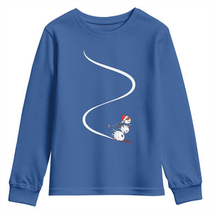 Skiing Snowman Youth Sweatshirt Funny Ski Freeride Freeski Winter Sports Skiers TS10 Royal Blue Print Your Wear
