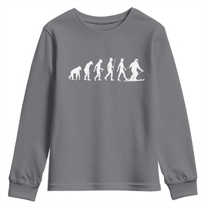 Ski Evolution Youth Sweatshirt Funny Skiing Lover Skiers TS10 Charcoal Print Your Wear