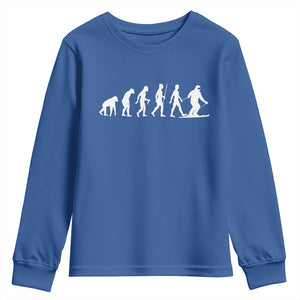 Ski Evolution Youth Sweatshirt Funny Skiing Lover Skiers TS10 Royal Blue Print Your Wear