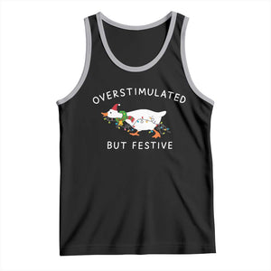 Overstimulated But Festive Goose Christmas Tank Top Funny Holiday Meme TS10 Black Athletic Heather Print Your Wear