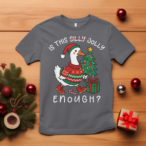 Funny Goose Christmas T Shirt Is This Jolly Enough Cute Xmas Duck TS10 Charcoal Print Your Wear