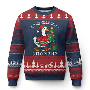 Funny Goose Xmas Ugly Christmas Sweater Is This Jolly Enough Cute Xmas Duck TS10 Navy Red Print Your Wear