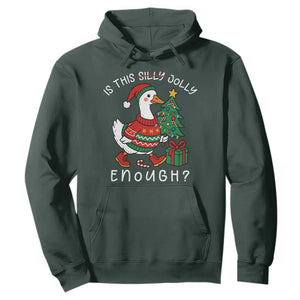 Funny Goose Christmas Hoodie Is This Jolly Enough Cute Xmas Duck TS10 Dark Forest Green Print Your Wear