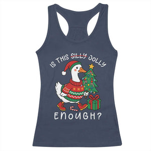 Funny Goose Christmas Racerback Tank Top Is This Jolly Enough Cute Xmas Duck TS10 Navy Print Your Wear