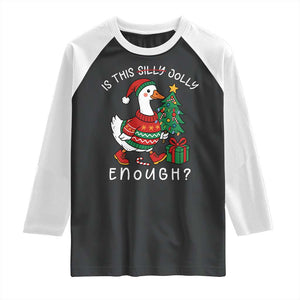 Funny Goose Christmas Raglan Shirt Is This Jolly Enough Cute Xmas Duck TS10 Black White Print Your Wear